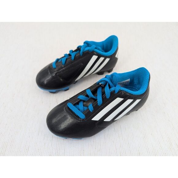 Adidas Soccer Cleats Boys 12 K Conquisto Black Blue Kids - Picture 8 of 12